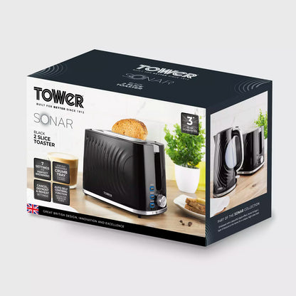 Tower Sonar 2 Slice Toaster Plastic T20090BLK (Black)