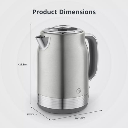 Stainless steel electric jug kettle with handle, spout, and top lid