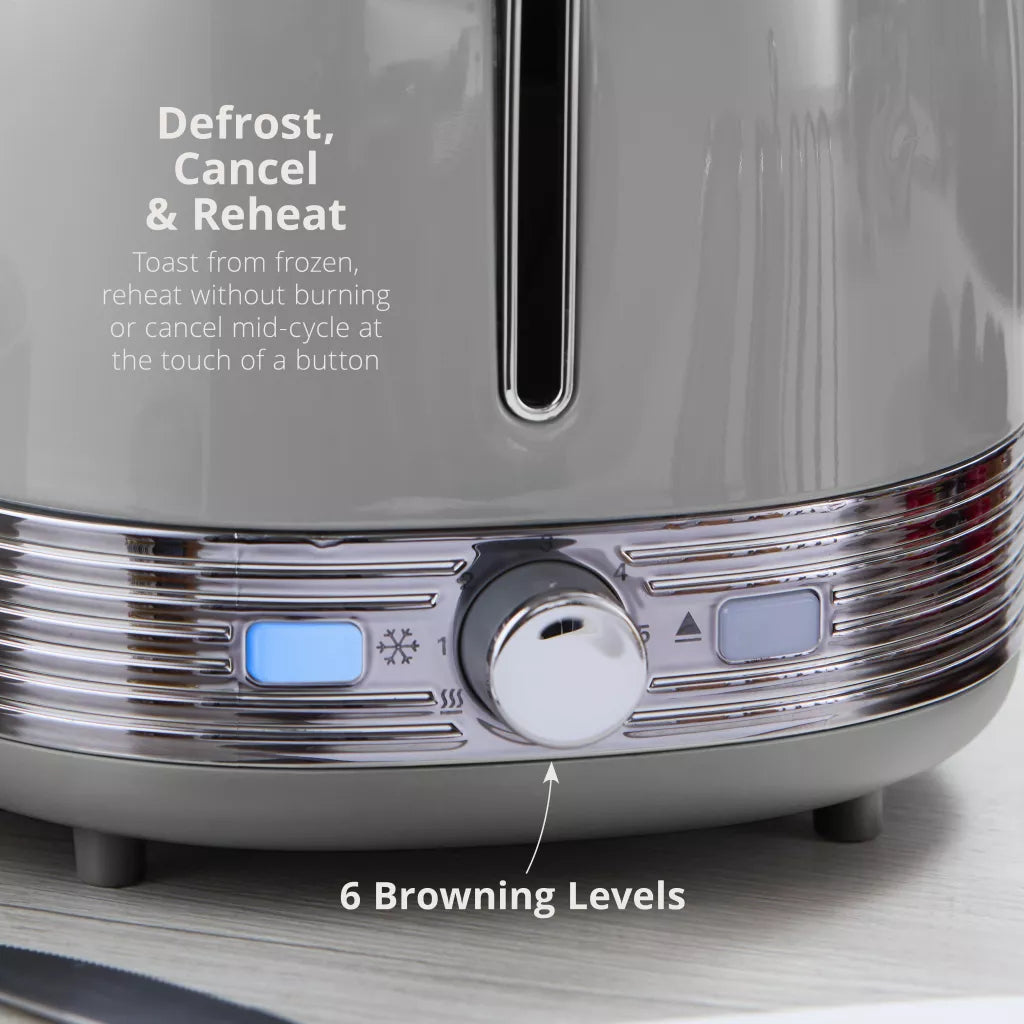 Swan Swan Retro Jug Kettle, 2 Slice Toaster & Canisters Kitchen Set (Grey)