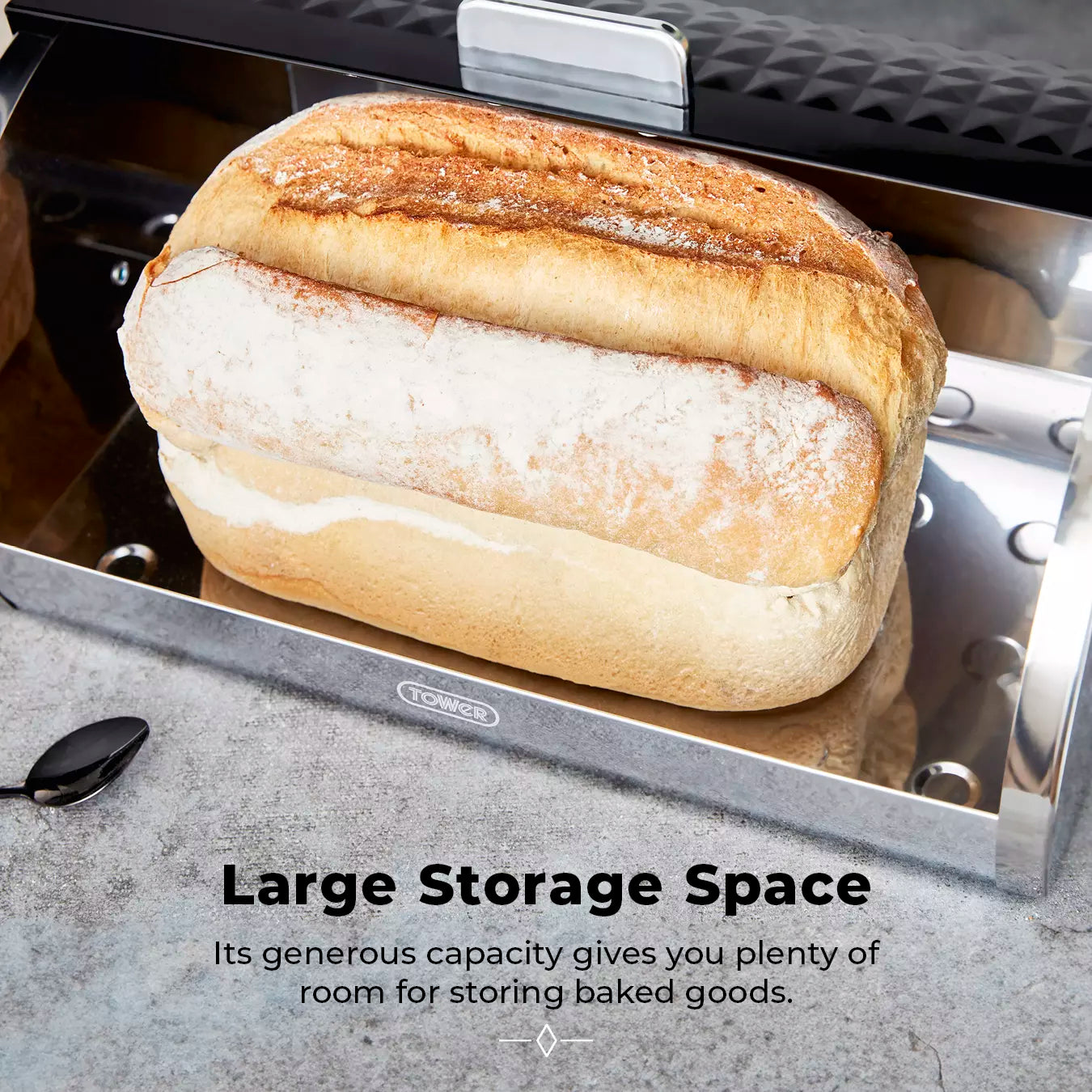 Tower Tower Solitaire Bread Bin & Canisters Kitchen Storage Set (Black)