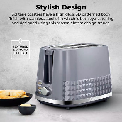 Tower (Amazon) Tower Solitaire Jug Kettle & 2 Slice Toaster Kitchen Set (Grey)