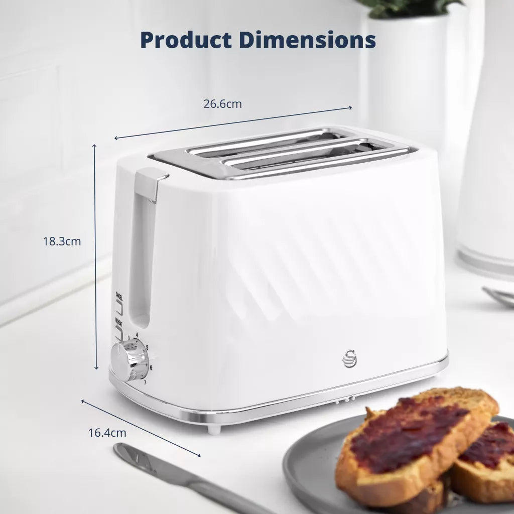Swan Windsor Kettle & 2 Slice Toaster Kitchen Set (White)