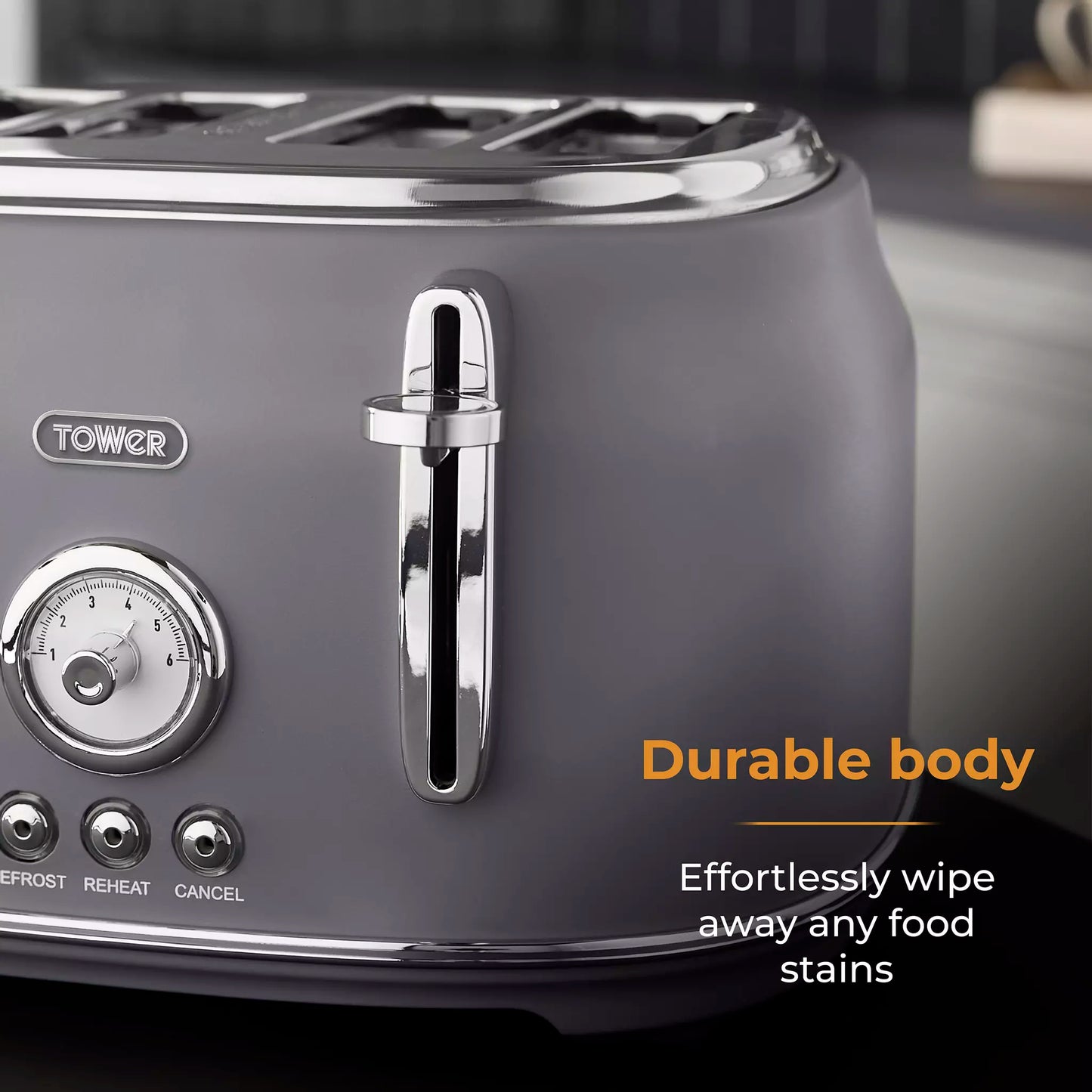 Tower Tower Renaissance Kettle, 4 Slice Toaster, Bread Bin & Canisters Kitchen Set (Grey)
