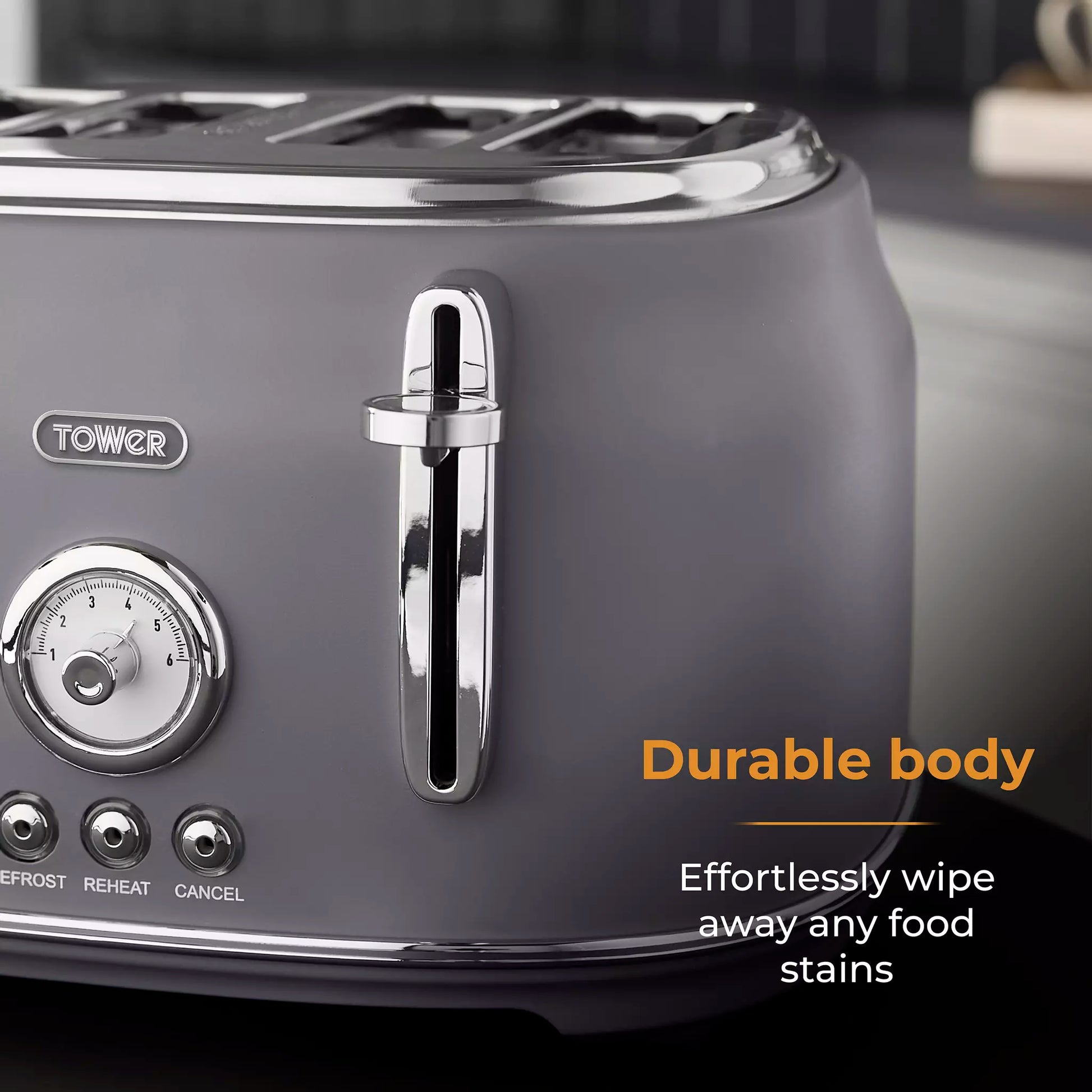 Tower Tower Renaissance Kettle, 4 Slice Toaster, Bread Bin & Canisters Kitchen Set (Grey)