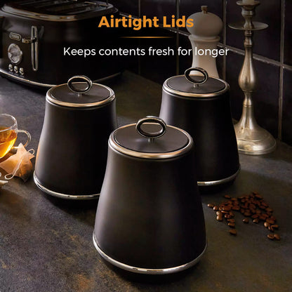 Tower Tower Renaissance Bread Bin & Canisters Kitchen Storage Set (Black)