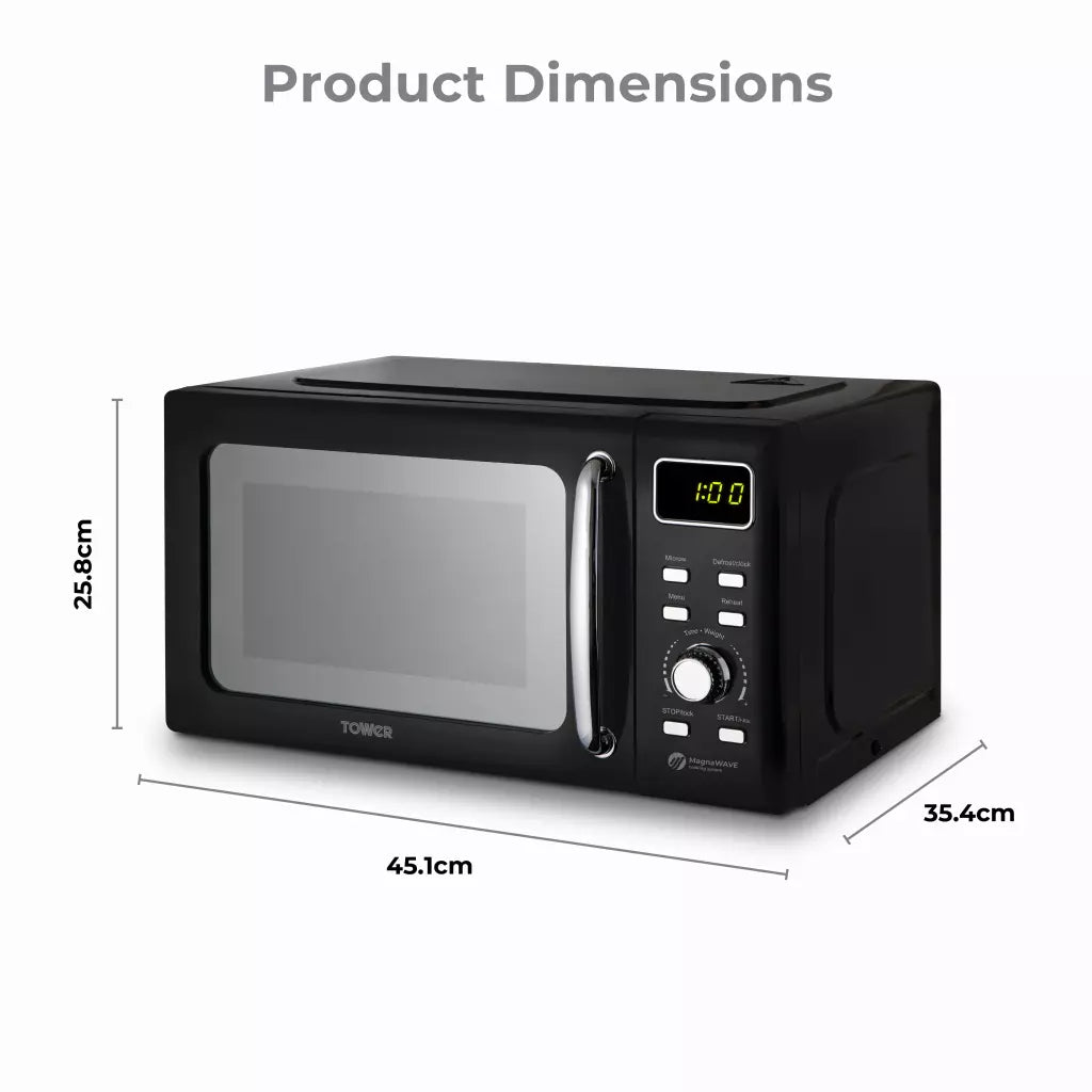 Tower Solitaire Kettle, 2 Slice Toaster & Microwave Kitchen Set (Black)