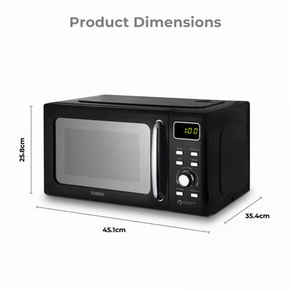 Tower Solitaire Kettle, 2 Slice Toaster & Microwave Kitchen Set (Black)