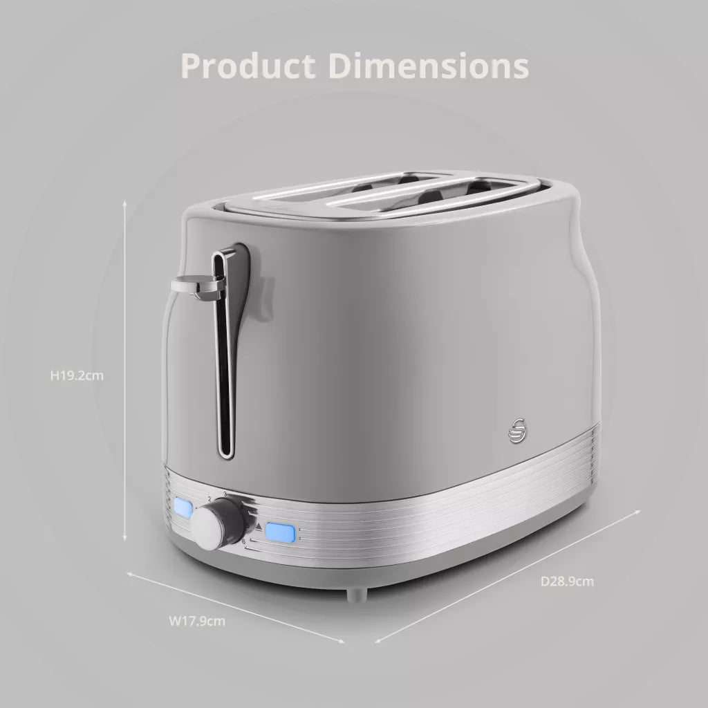 Swan Swan Retro Jug Kettle, 2 Slice Toaster & Canisters Kitchen Set (Grey)