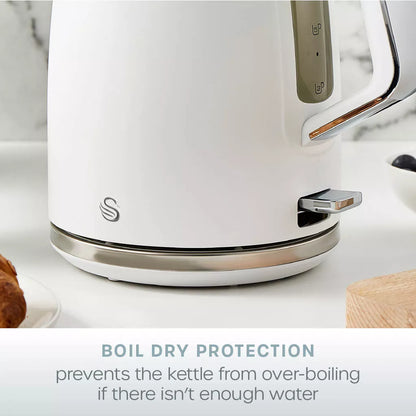 Swan Serenity Jug Kettle, 4 Slice Toaster & Microwave Kitchen Set (White)