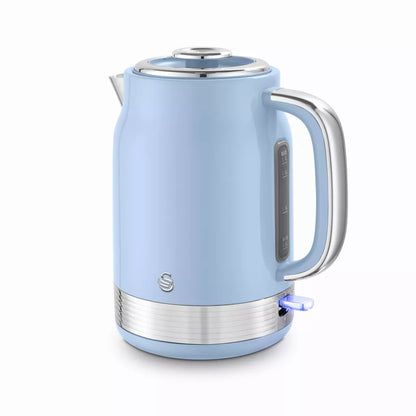 Swan Retro Jug Kettle, 2 Slice Toaster & Canisters Kitchen Set (Blue)
