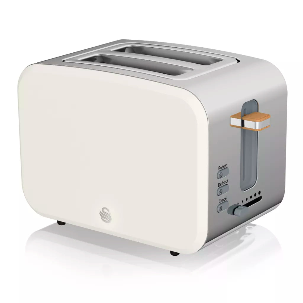 Swan Nordic Jug Kettle, 2 Slice Toaster & Microwave Kitchen Set (Cotton White)