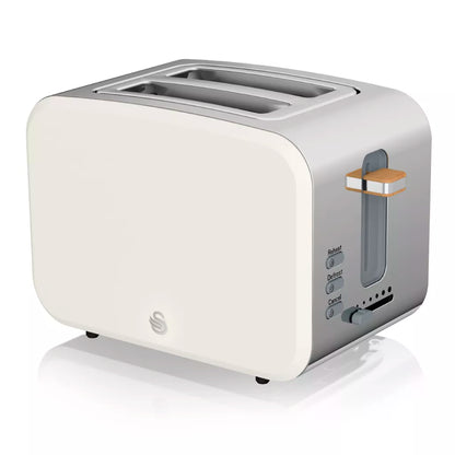 Swan Nordic Jug Kettle, 2 Slice Toaster & Microwave Kitchen Set (Cotton White)