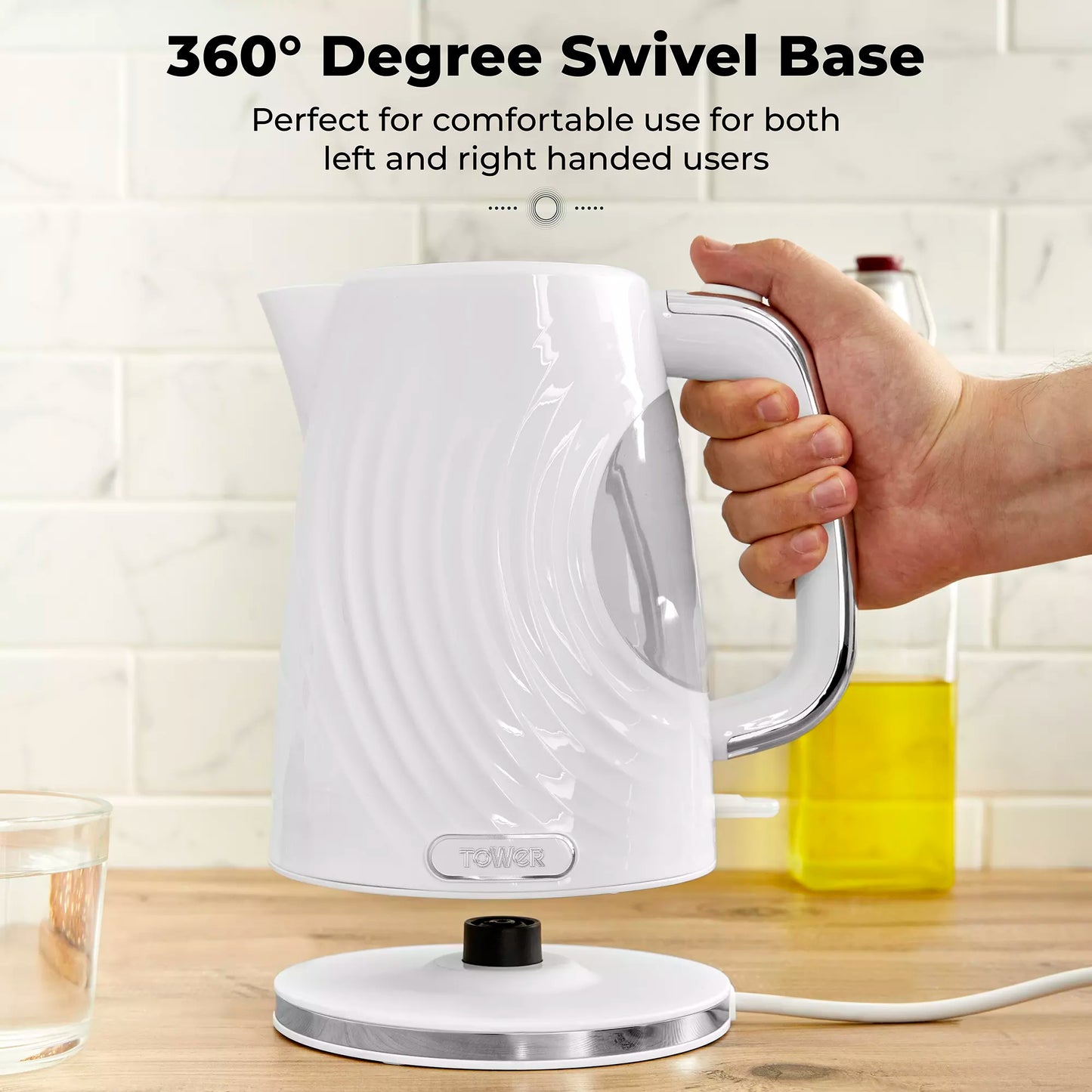 Tower Sonar Kettle, 2 Slice Toaster & Microwave Kitchen Set (White)
