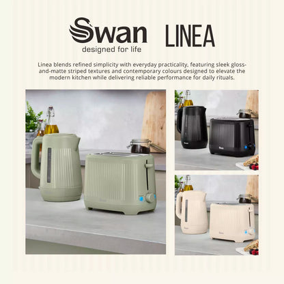 Swan Linea Electric Kettle & 2 Slice Toaster Kitchen Set (Sage Green)