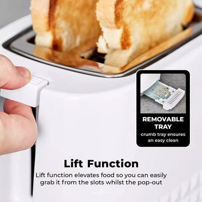 Tower Tower Solitaire Kettle, 2 Slice Toaster, Bread Bin & Canisters Kitchen Set (White)