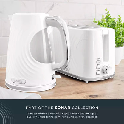 Tower Sonar Kettle, 2 Slice Toaster & Microwave Kitchen Set (White)