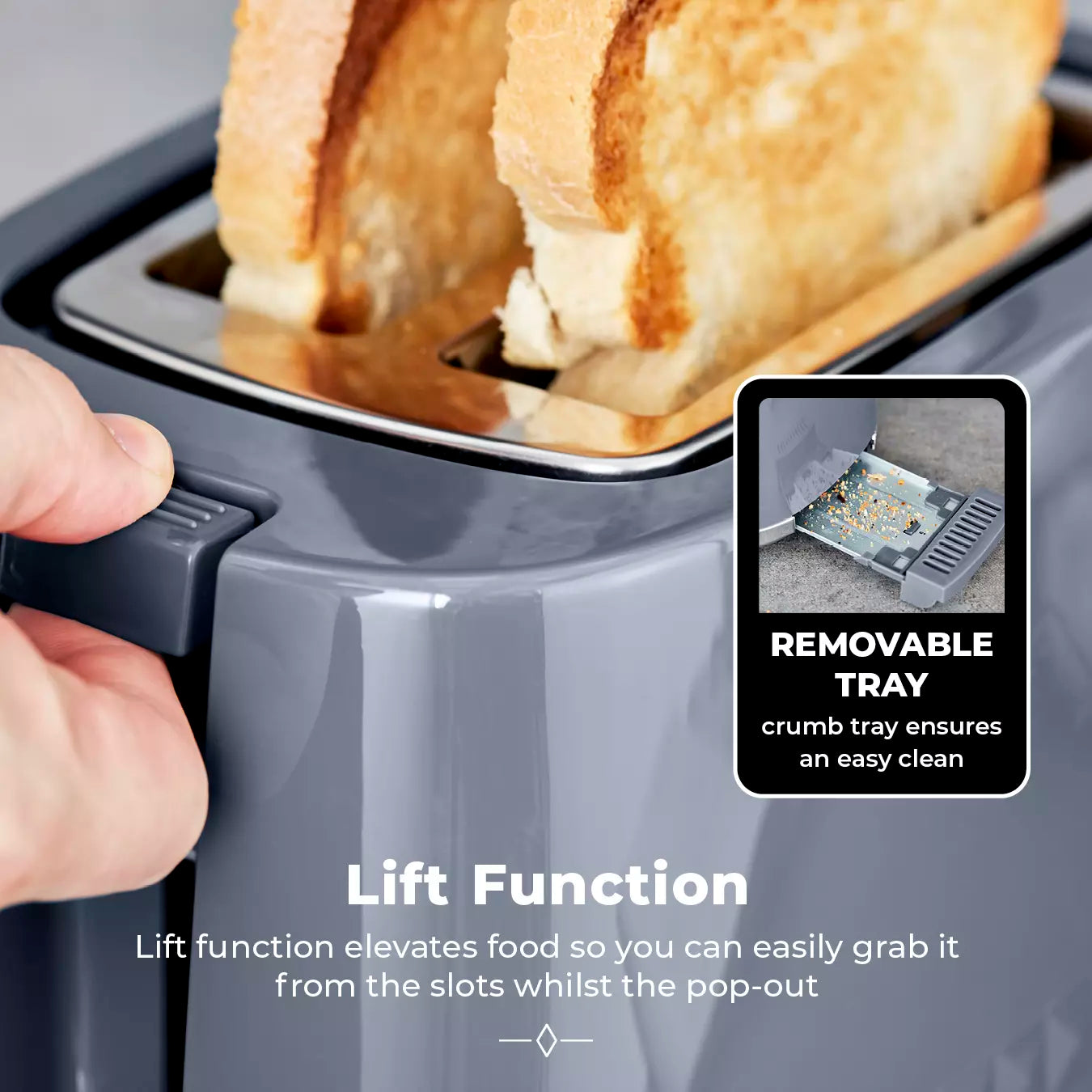 Tower Tower Solitaire Jug Kettle, 2 Slice Toaster, Bread Bin & Canisters Kitchen Set (Grey)