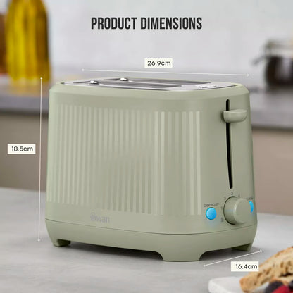 Swan Linea Electric Kettle & 2 Slice Toaster Kitchen Set (Sage Green)