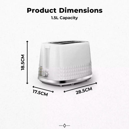 Tower Tower Solitaire Kettle, 2 Slice Toaster, Bread Bin & Canisters Kitchen Set (White)