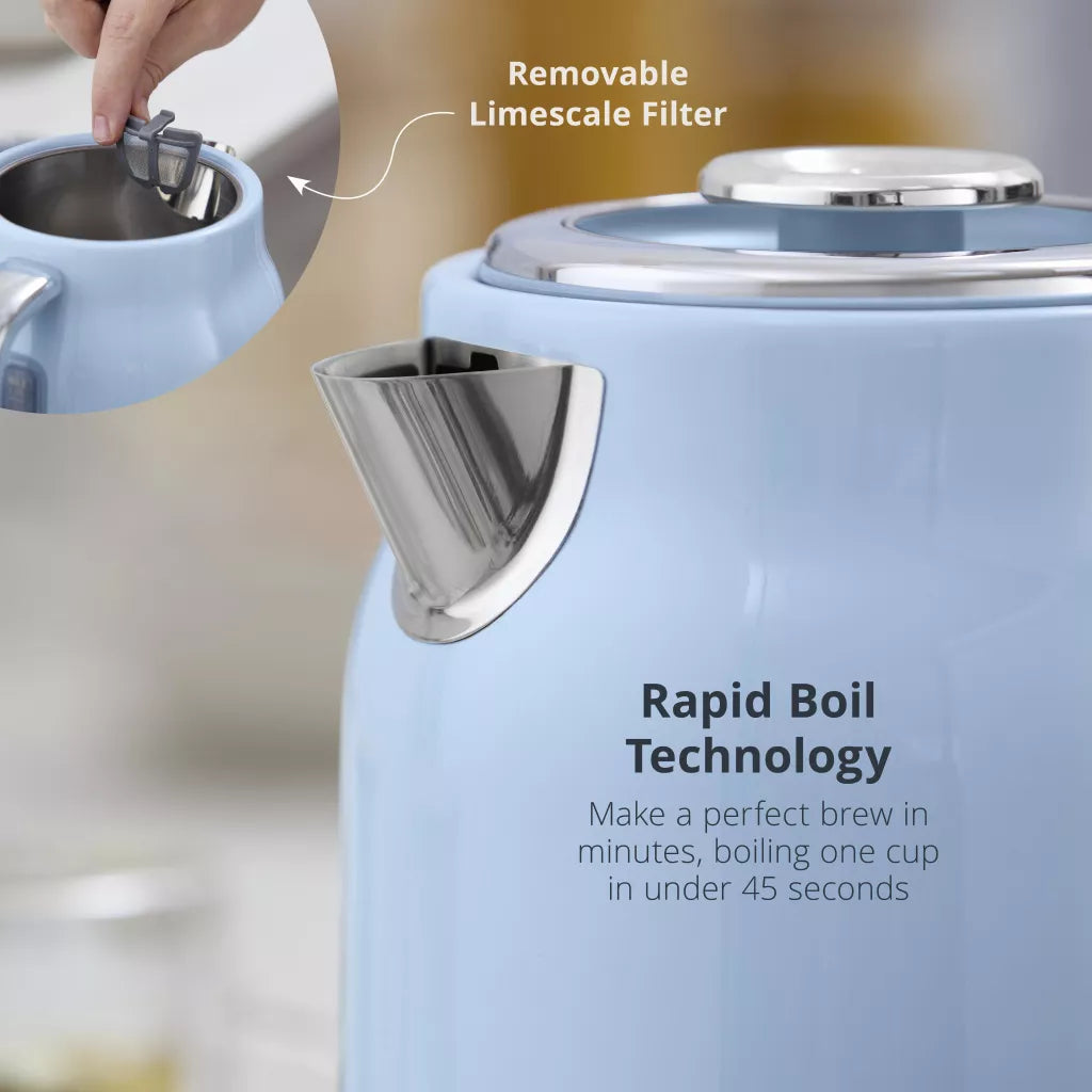 Swan Retro Jug Kettle, 4 Slice Toaster & Canisters Kitchen Set (Blue)
