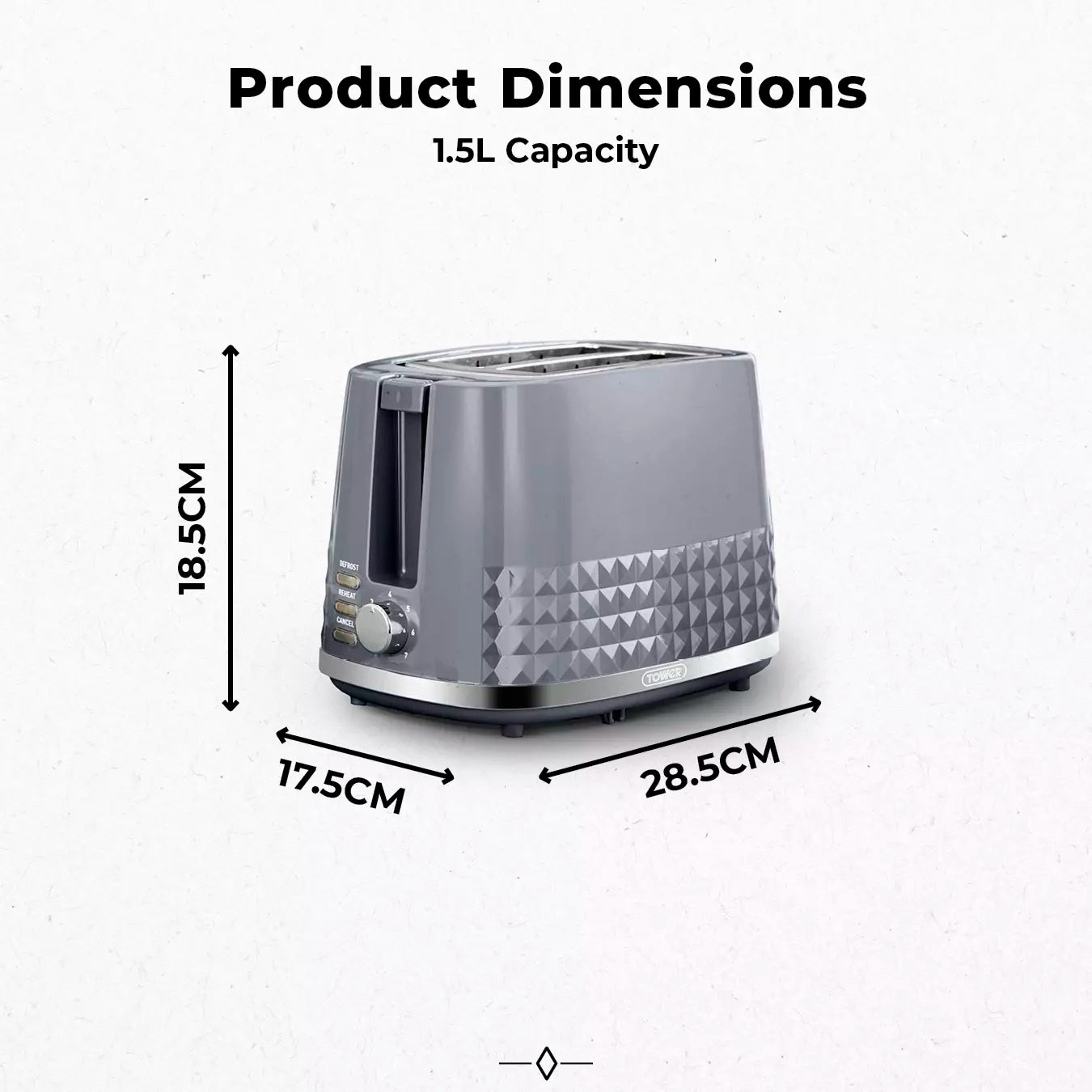 Tower Tower Solitaire Jug Kettle, 2 Slice Toaster, Bread Bin & Canisters Kitchen Set (Grey)