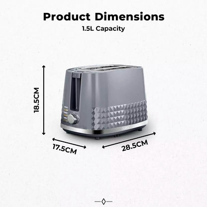 Tower Tower Solitaire Jug Kettle, 2 Slice Toaster, Bread Bin & Canisters Kitchen Set (Grey)