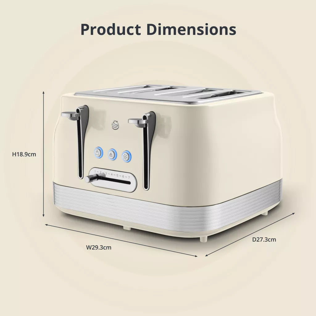 Swan Swan Retro Pyramid Kettle & 4 Slice Toaster Kitchen Set (Chantilly Cream)