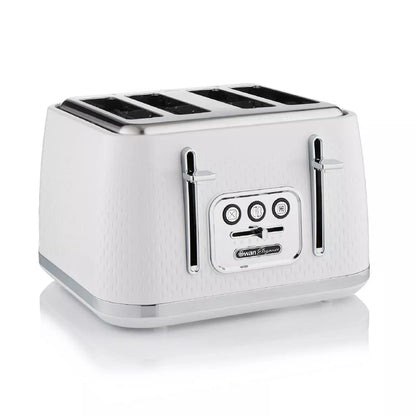 Swan Elegance Jug Kettle, 4 Slice Toaster & Microwave Kitchen Set (White)