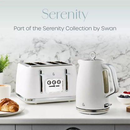 Swan Serenity Jug Kettle, 4 Slice Toaster & Microwave Kitchen Set (White)