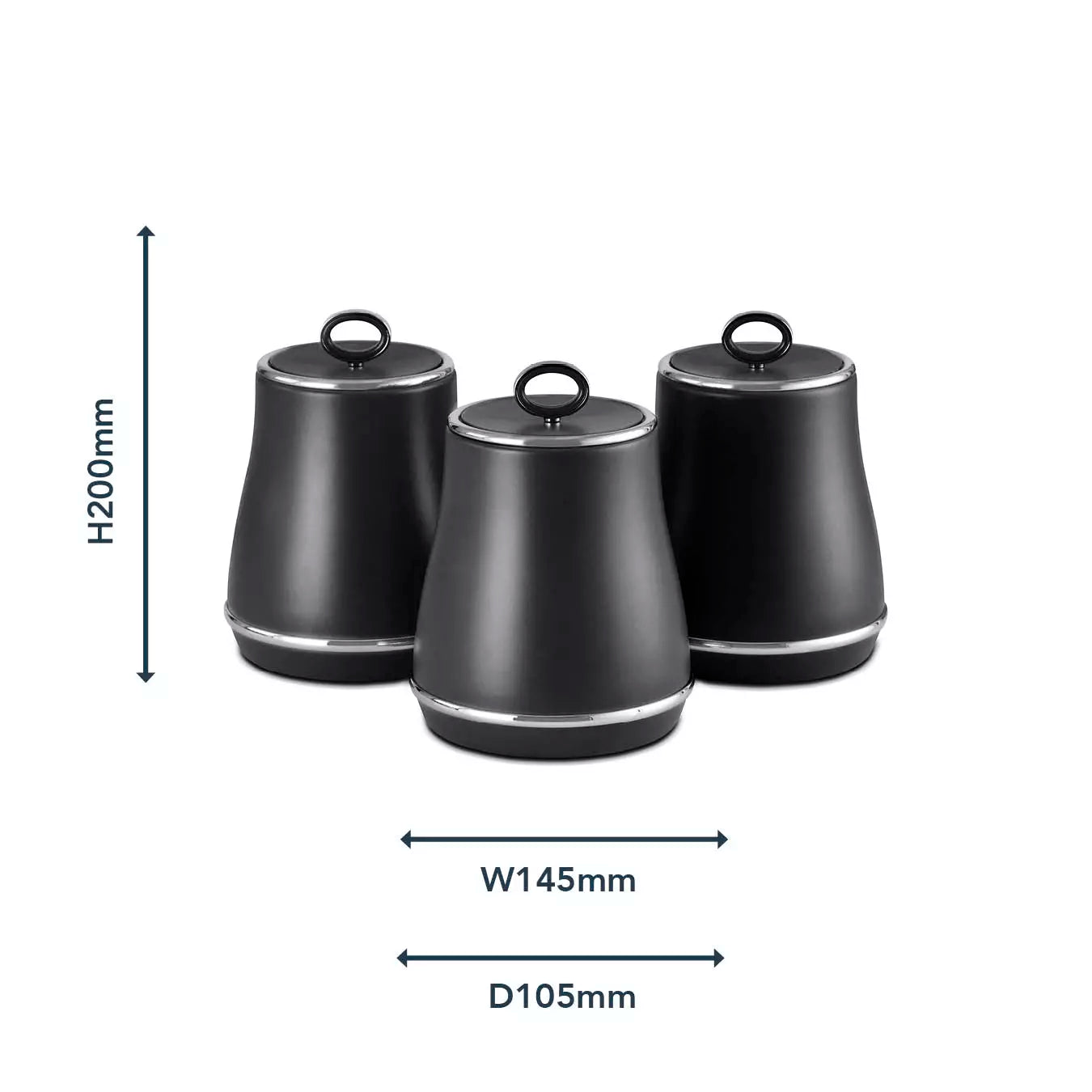 Tower Tower Renaissance Bread Bin & Canisters Kitchen Storage Set (Black)