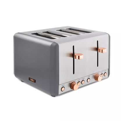 Tower Cavaletto Pyramid Kettle, 4 Slice Toaster & Microwave Kitchen Set (Grey)