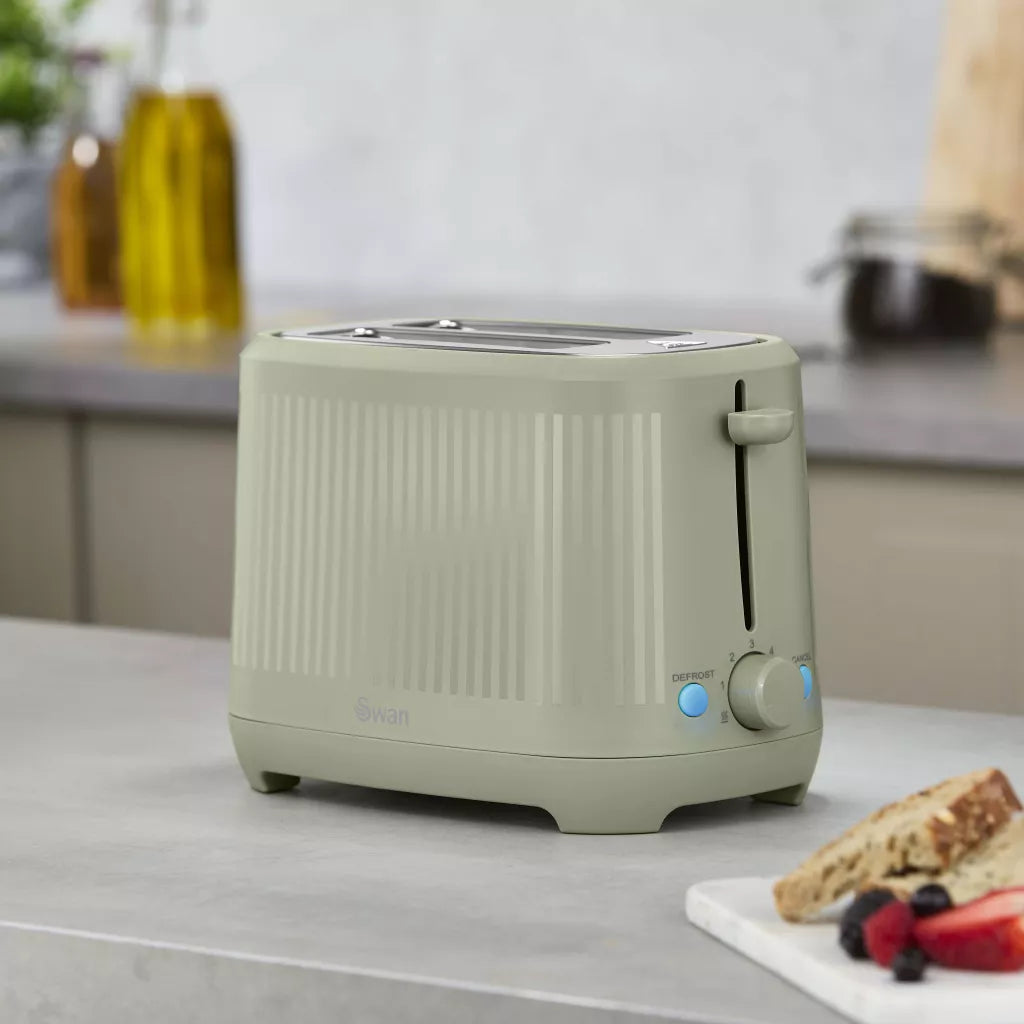 Swan Linea Electric Kettle & 2 Slice Toaster Kitchen Set (Sage Green)