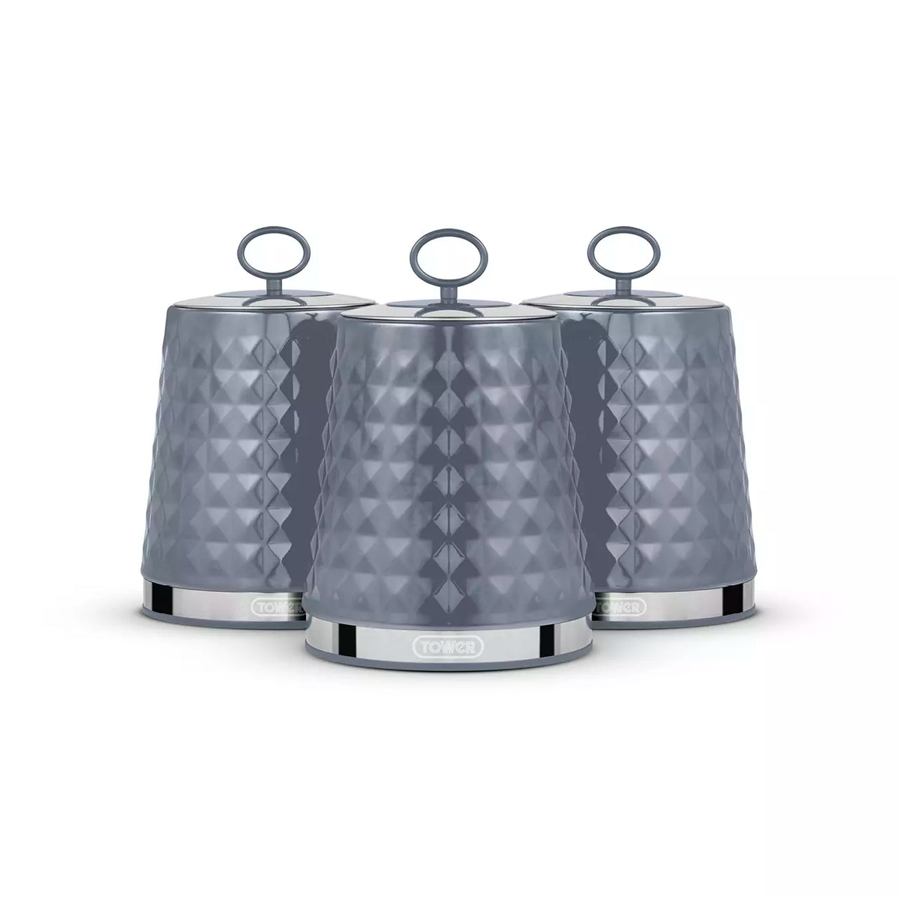 Tower Solitaire Bread Bin & Canisters Kitchen Storage Set (Grey)