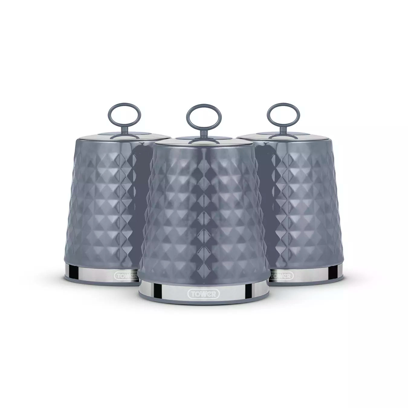 Tower Solitaire Bread Bin & Canisters Kitchen Storage Set (Grey)
