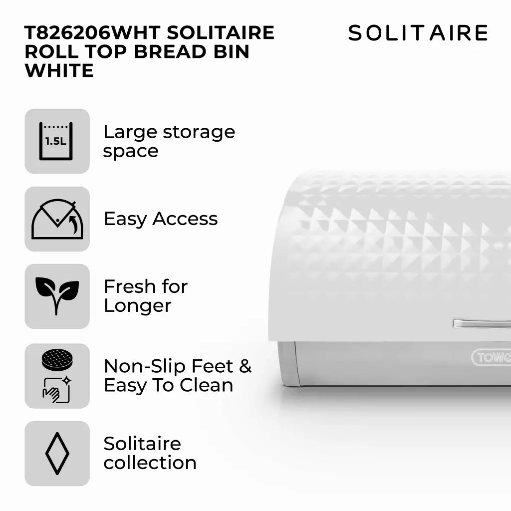 Tower Tower Solitaire Bread Bin & Canister Kitchen Storage Set (White)