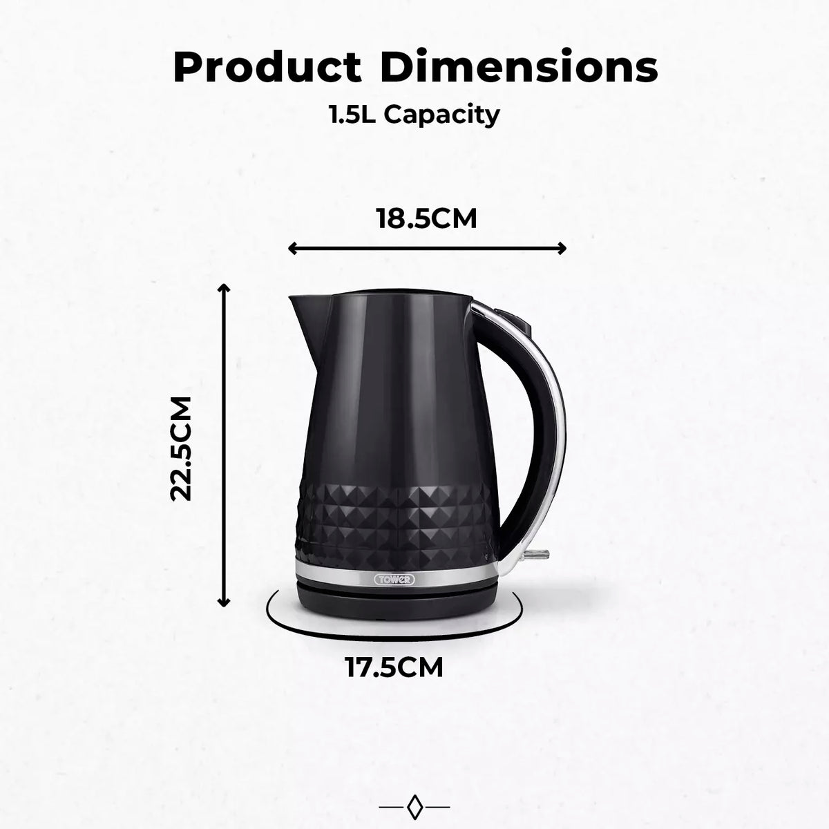 Tower Solitaire Kettle, 2 Slice Toaster & Microwave Kitchen Set (Black)