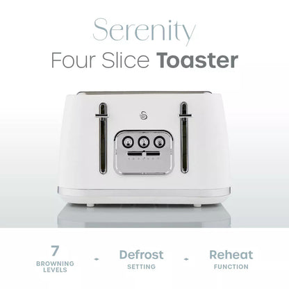 Swan Serenity Jug Kettle, 4 Slice Toaster & Microwave Kitchen Set (White)