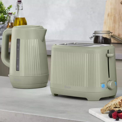 Swan Linea Electric Kettle & 2 Slice Toaster Kitchen Set (Sage Green)