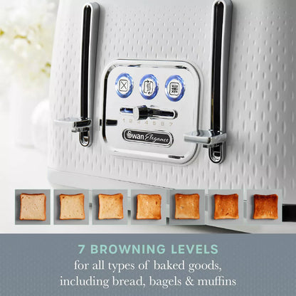 Swan Elegance Jug Kettle, 4 Slice Toaster & Microwave Kitchen Set (White)