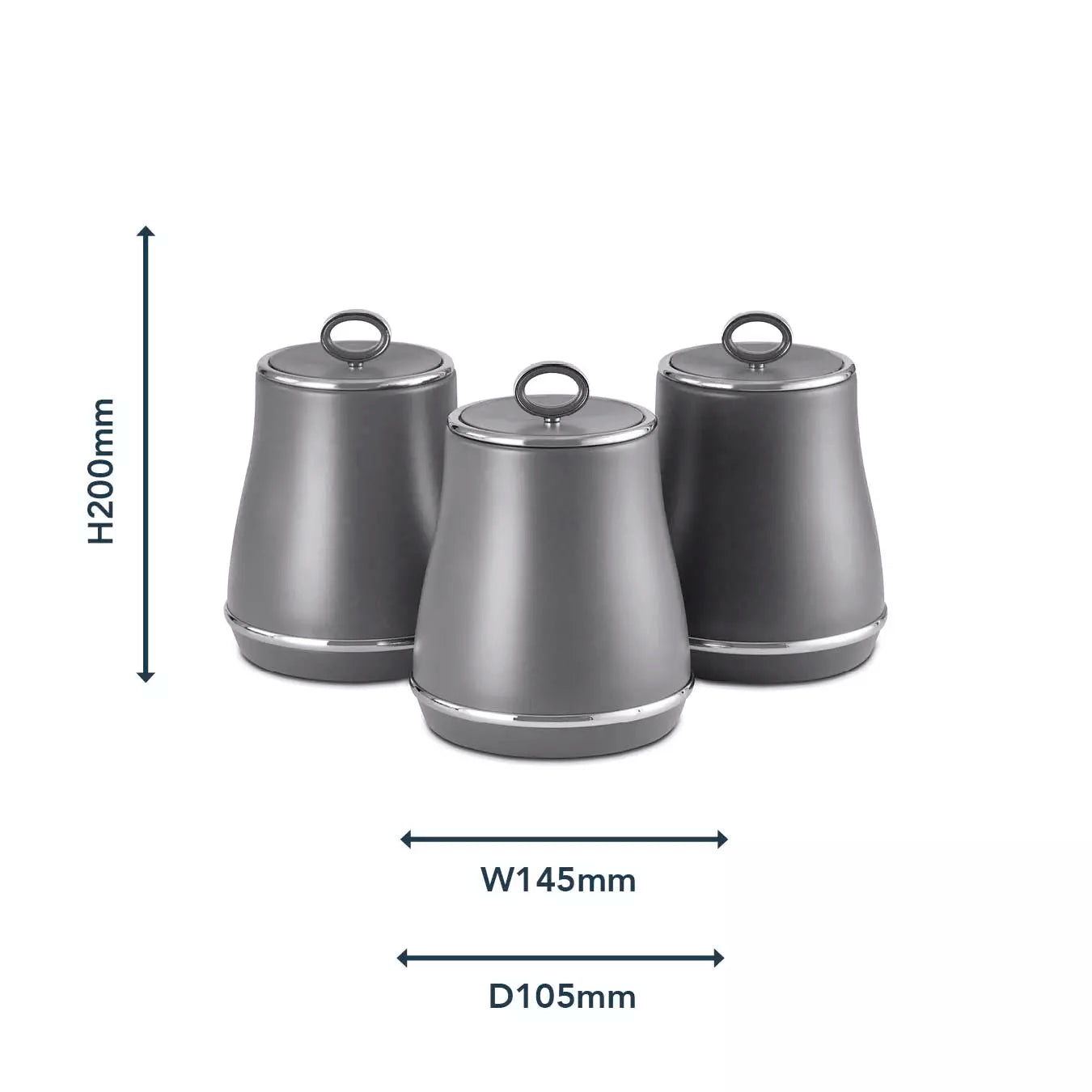 Tower Tower Renaissance Kettle, 4 Slice Toaster, Bread Bin & Canisters Kitchen Set (Grey)