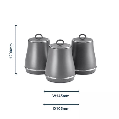 Tower Tower Renaissance Kettle, 4 Slice Toaster, Bread Bin & Canisters Kitchen Set (Grey)