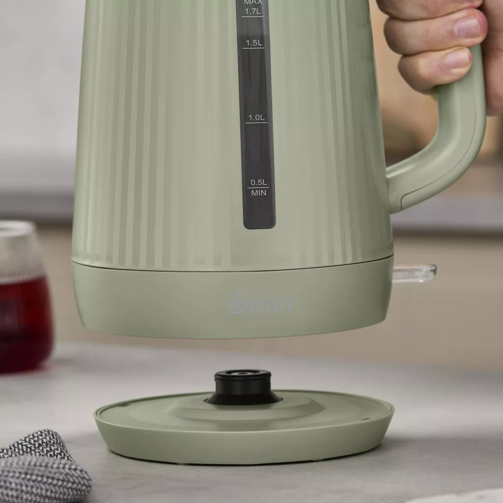 Swan Linea Electric Kettle & 2 Slice Toaster Kitchen Set (Sage Green)