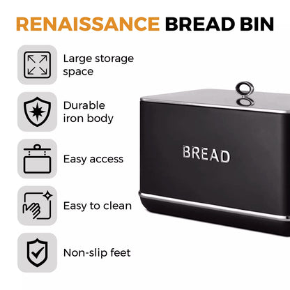 Tower Tower Renaissance Bread Bin & Canisters Kitchen Storage Set (Black)