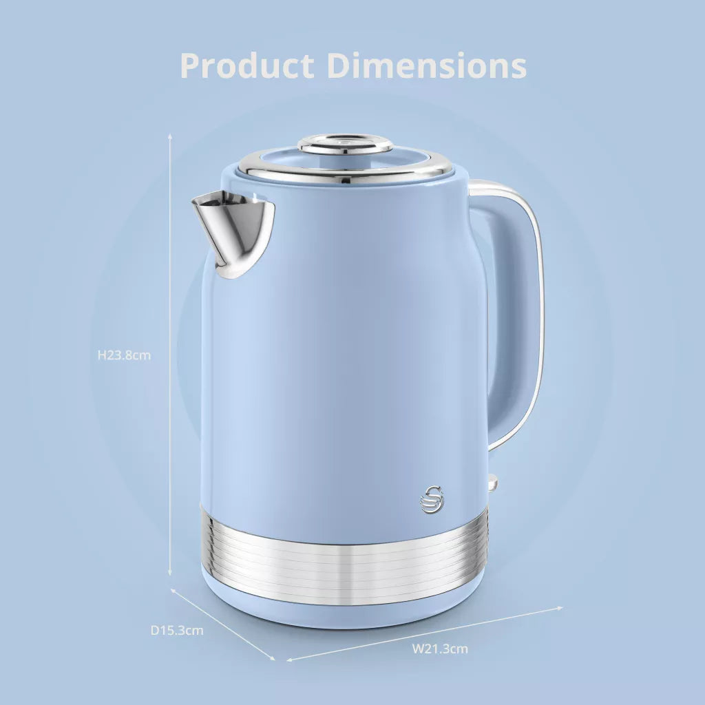 Swan Retro Jug Kettle, 2 Slice Toaster & Canisters Kitchen Set (Blue)