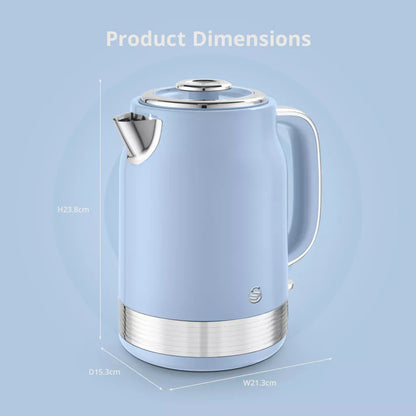 Swan Retro Jug Kettle, 2 Slice Toaster & Canisters Kitchen Set (Blue)