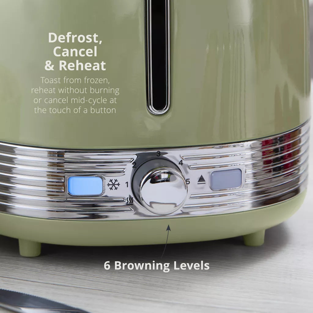 Swan Swan Retro Jug Kettle, 2 Slice Toaster & Canisters Kitchen Set (Green)