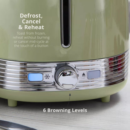 Swan Swan Retro Jug Kettle, 2 Slice Toaster & Canisters Kitchen Set (Green)