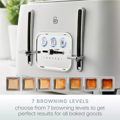 Swan Serenity Jug Kettle, 4 Slice Toaster & Microwave Kitchen Set (White)
