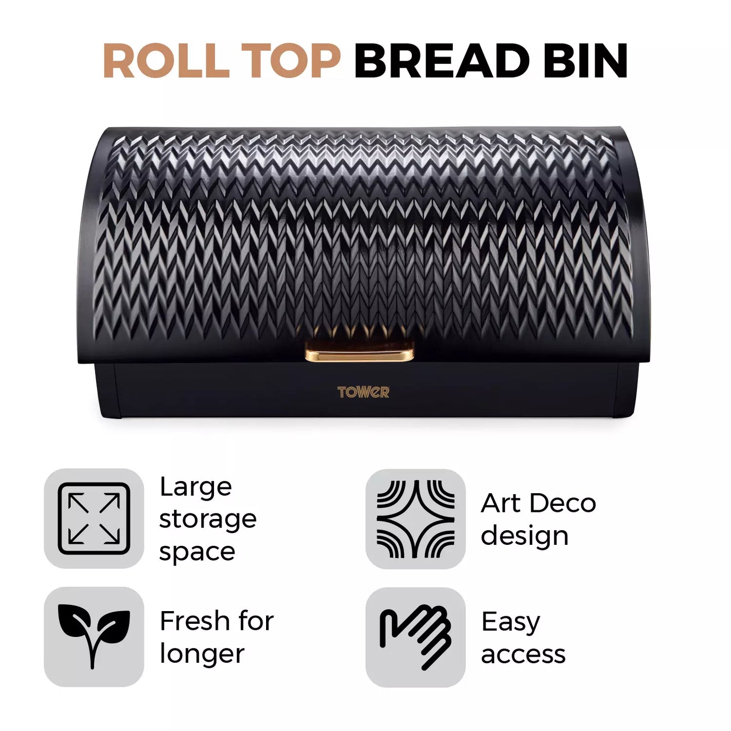 Tower Empire Bread Bin T826090BLK (Black)