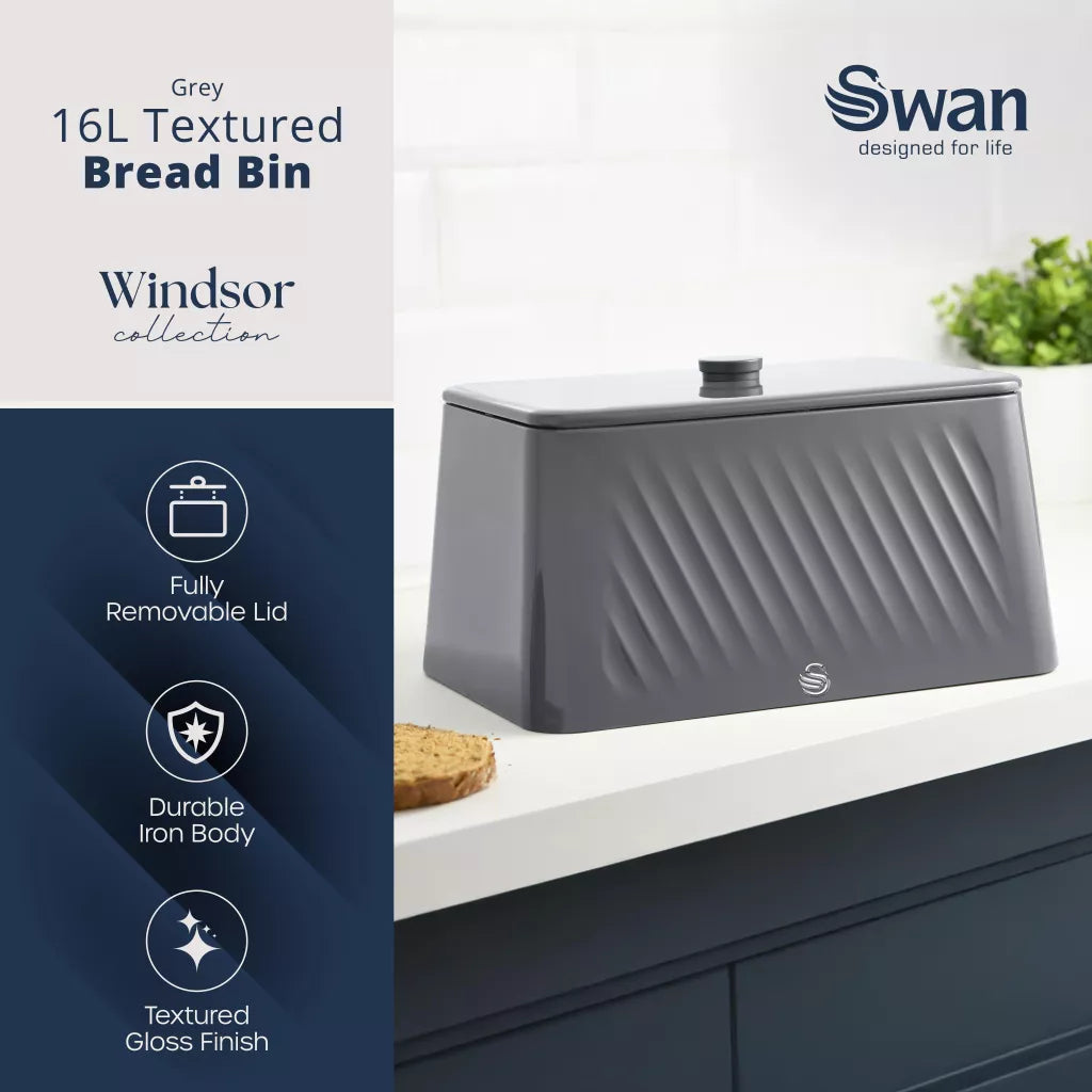 Swan Swan Windsor Bread Bin SWKA18539GRY (Grey)